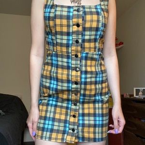 urban outfitters plaid button down dress